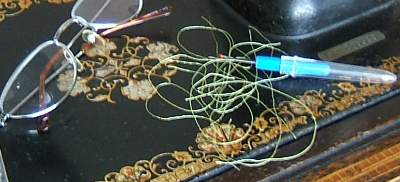 closeup of picked-out threads