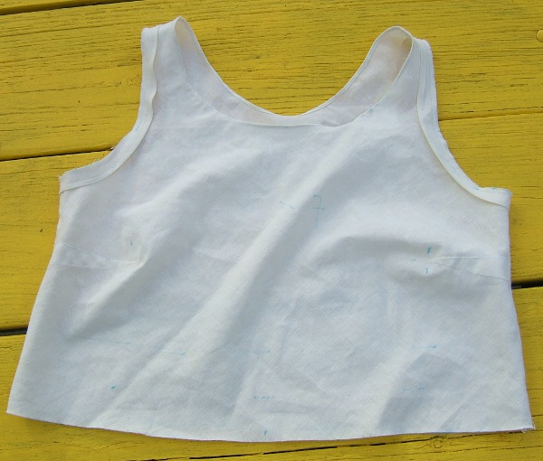 Front of F with neck hemmed and bias attached