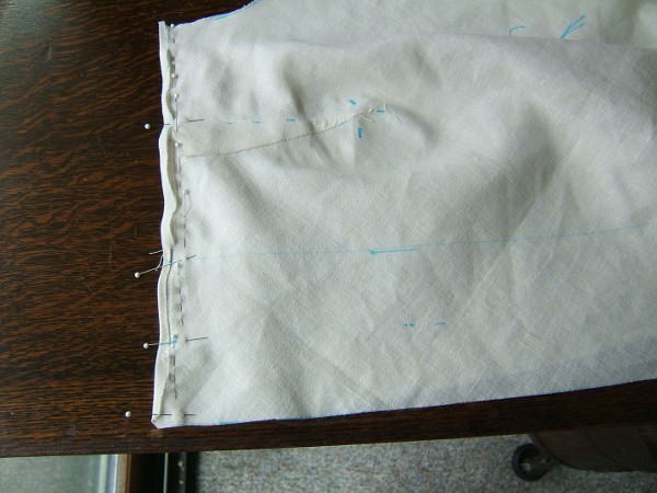 seam pinned for stitching