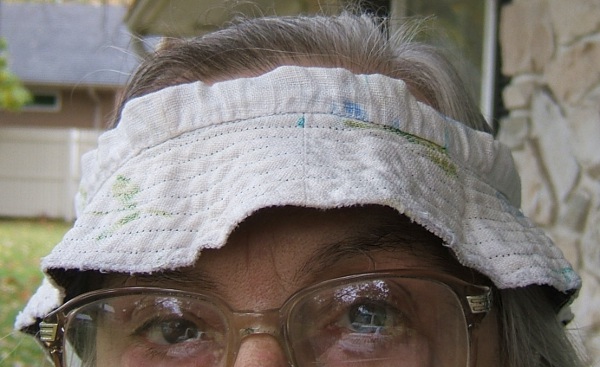 visor on me, with wrinkled brim