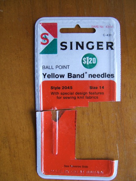 front of Singer machine-needle packet