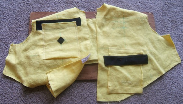 tape sewn and pocket unpicked