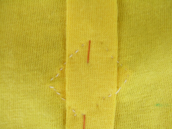 closeup of sewn patch from right side