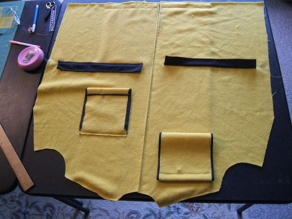 fronts with pockets and casings in progress