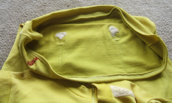 inside, showing silk faille patch