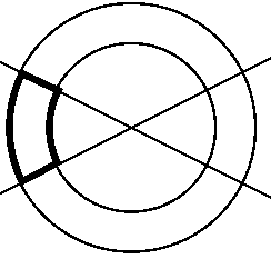two concentric circles and two radii