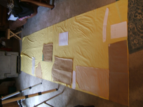 pattern laid out on floor to plan layout