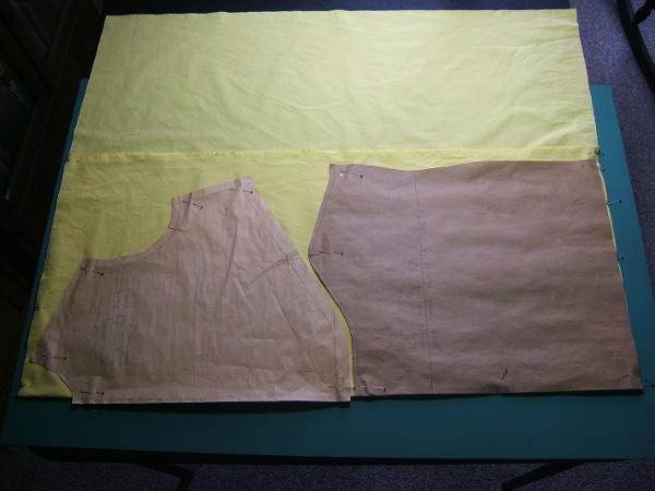 front and front yoke pinned for cutting