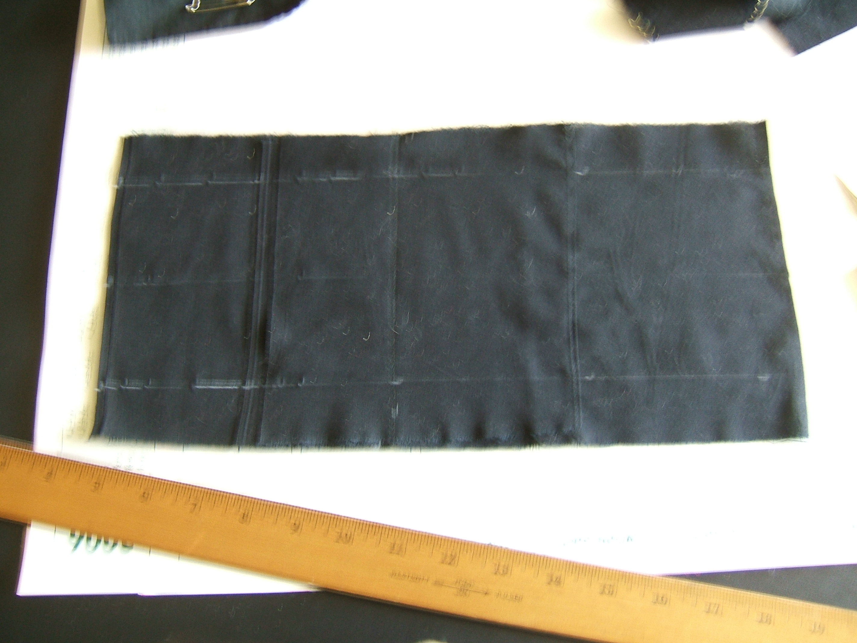 marked for stitching ends of pockets, camera shake