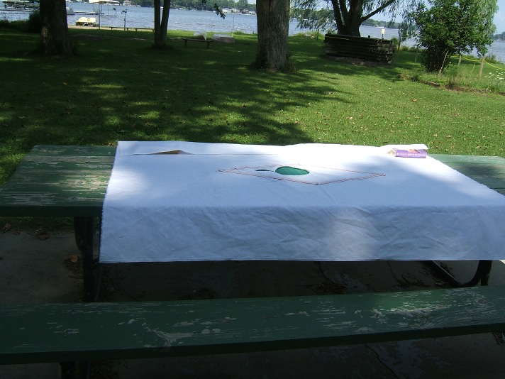 shirt on picnic table