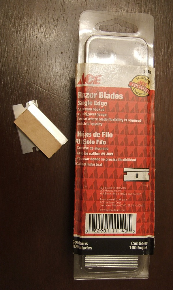 package of razor 
                     blades