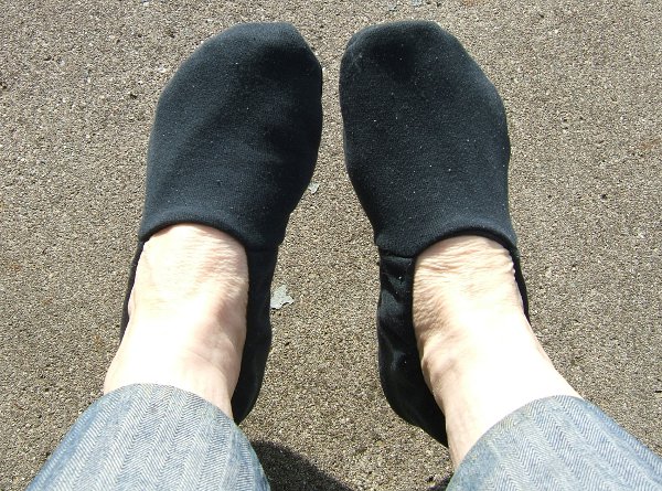 slippers on feet