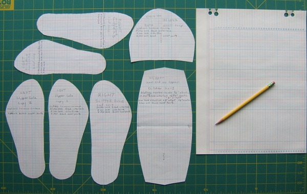 the patterns I intend to use, 
                     with paper and pencil for copying some of them
